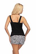 Top and shorts pajamas, lace trim, wide shoulder straps, animal print